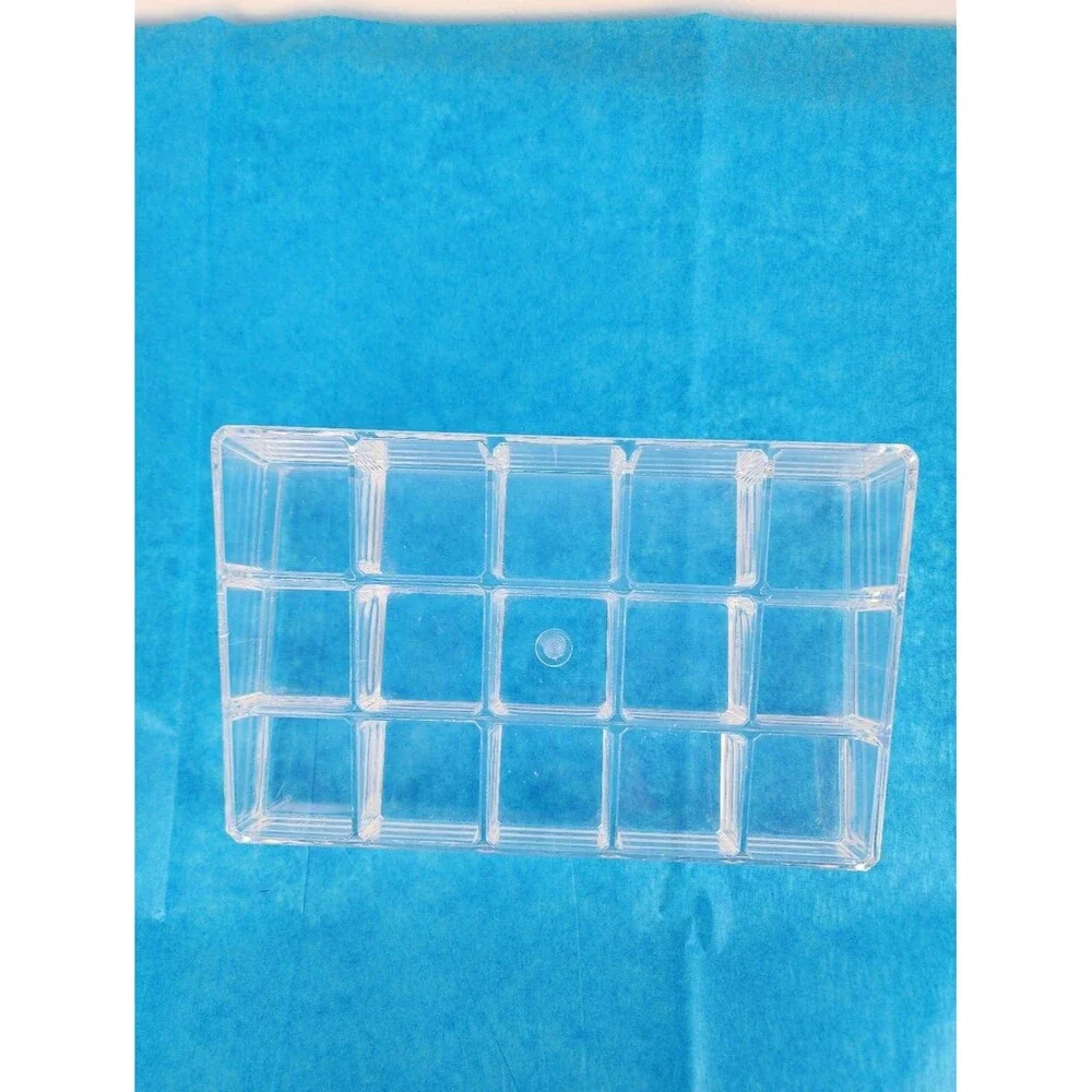 Clear Acrylic 15 Compartment Makeup Organizer Tray  Transparent